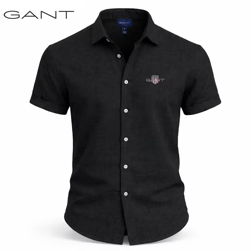 Ανδρικό κοντομάνικο πουκάμισο GANT® από βαμβάκι και λινό